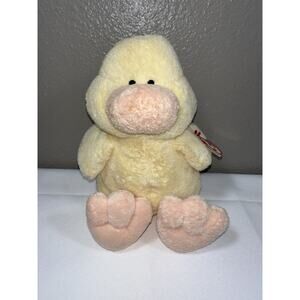 Ty Tylux 2002 Pluffies Puddles Yellow Duck 10" Soft Plush Beanie Baby With Tag